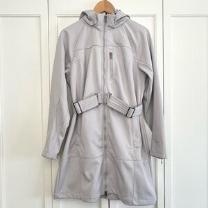 Womens The North Face Fleece Lined Soft Shell Trench Coat w/Hood , Grey Medium
